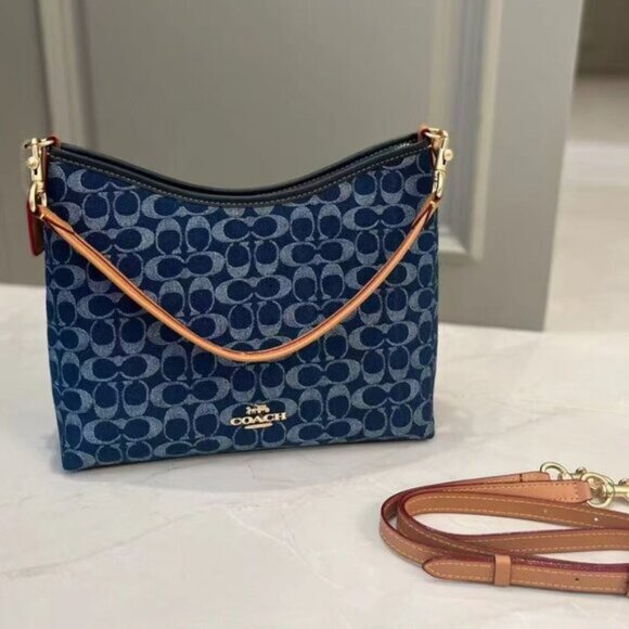 COACH Laurel Shoulder Bag - Blue Denim - Picture 1 of 8